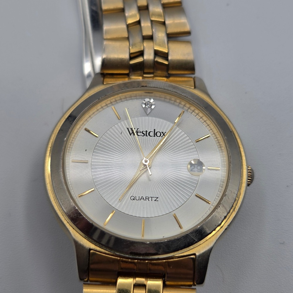 Westclox Mens Watch LTX 254 Two Tone Gold Silver Quartz Date Untested - Picture 8 of 8